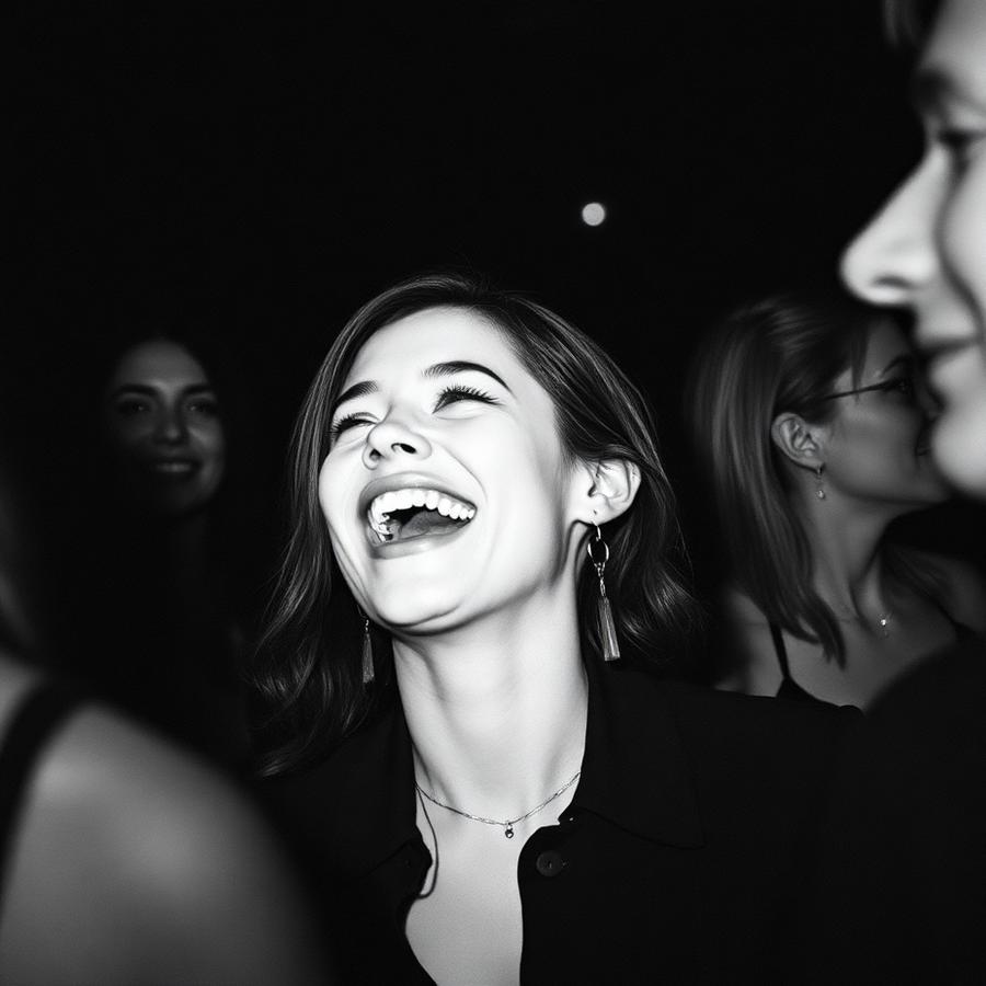 Guest laughing at a community event